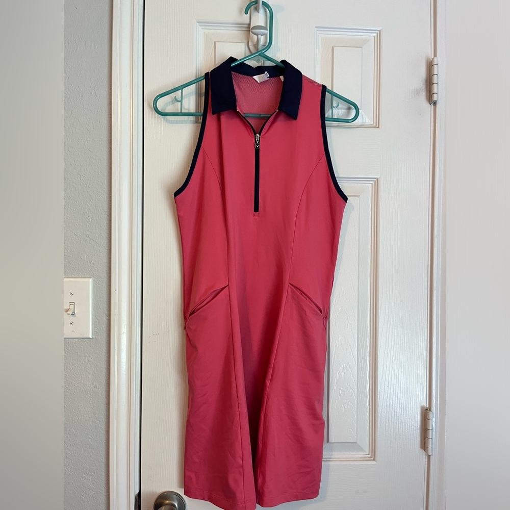 Callaway women’s size small golf dress. Navy & pink. Mesh back w/shorts